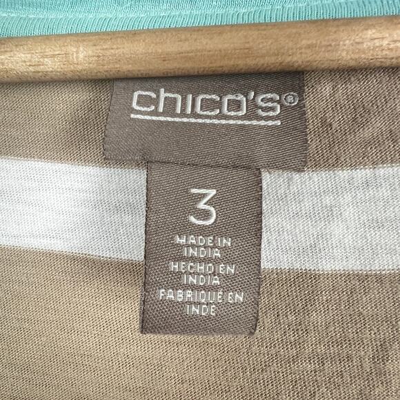 Chico's Women XL Coastal Nautical Minimalist Preppy Staple Stripe Dolman T-Shirt - Picture 6 of 11